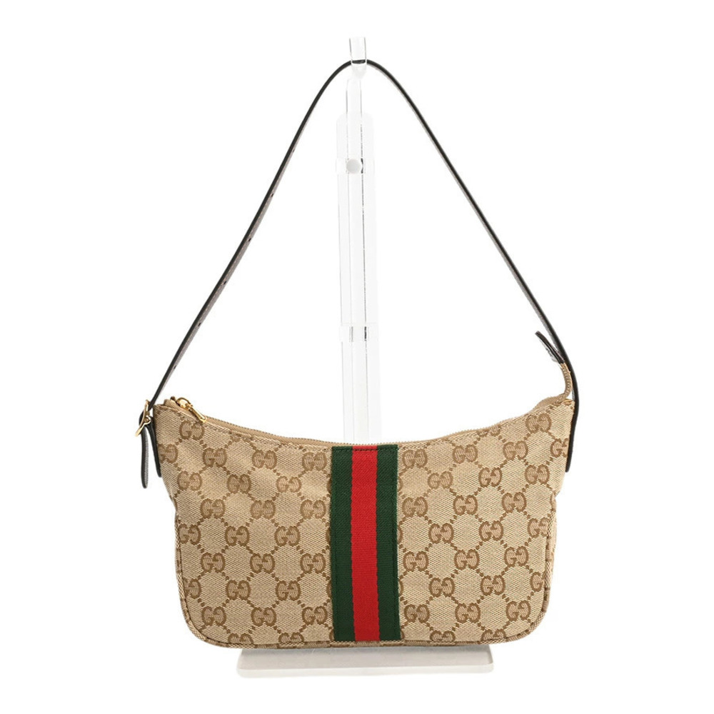 Gucci Lunetta Crossbody Bag Leather Dark Brown Beige